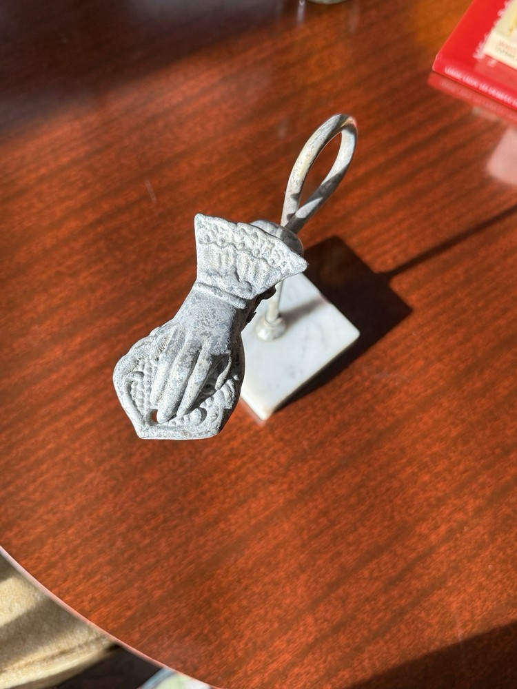 Antique Victorian Style Hand Note Mail Clip With Marble Base