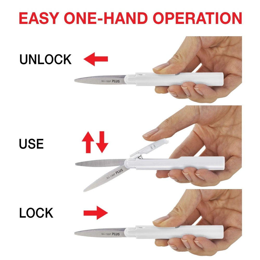 Plus Pen Style Compact Twiggy Scissors with Cover, White 1-Pack