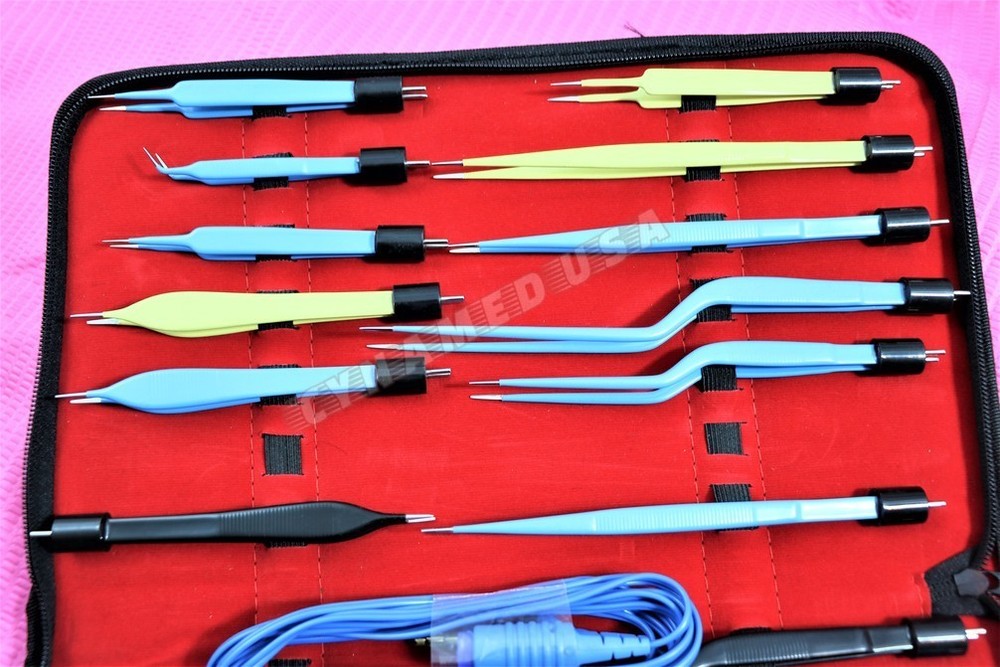 German Premium Stainles Bipolar Bayonet Forceps Electrosurgical Instruments Set