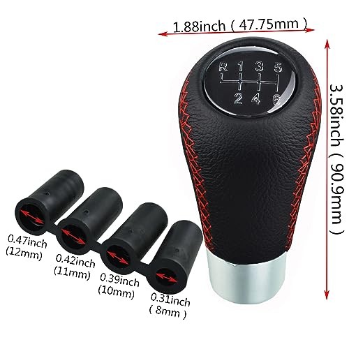 6 Speed Shift Knob Leather Stick Shifting Lever Handle Gear Shifter Knobs Red