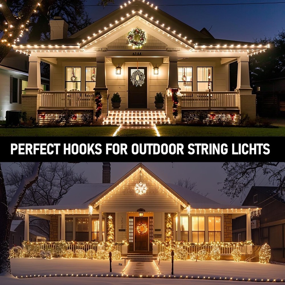 TW SHINE Hooks for Outdoor String Lights Clips, 30 Pack Heavy 30 Pack, Clear