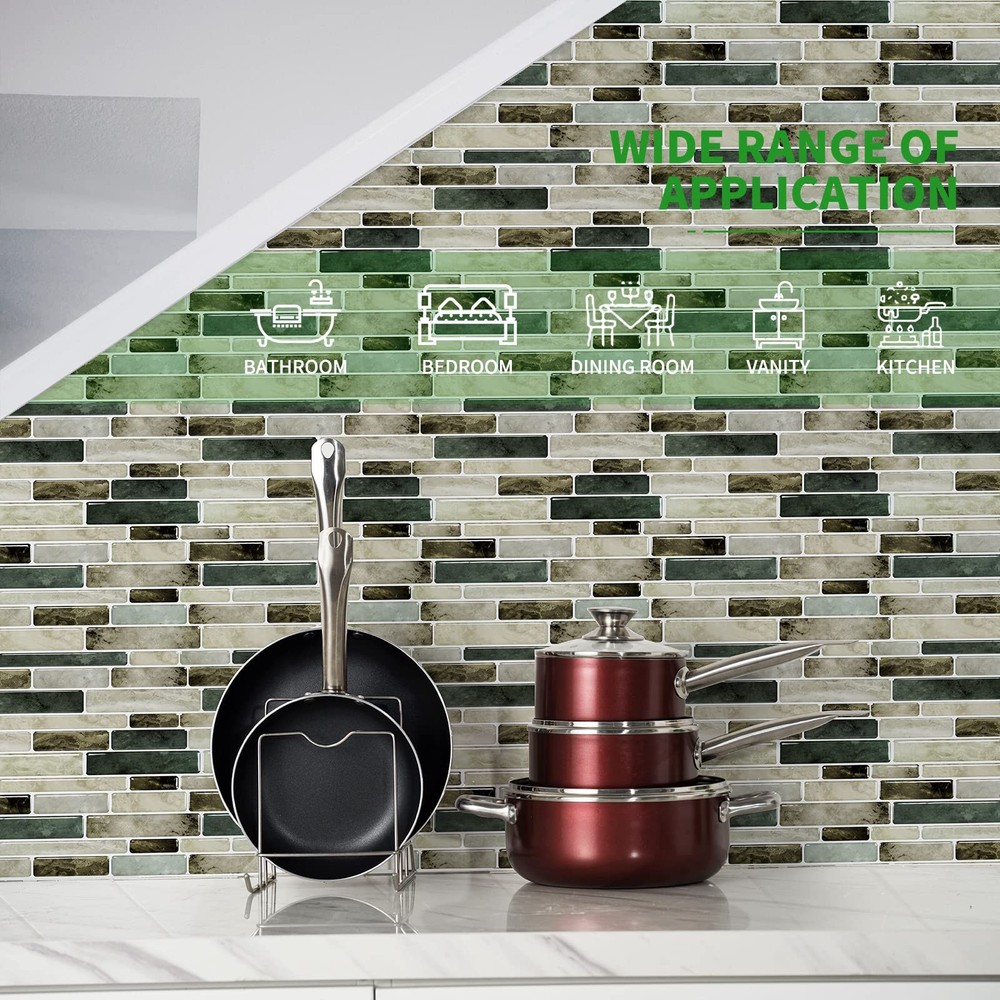 LONGKING Marble Peel and Stick Backsplash for Kitchen, 3D Adhesive Tile Backs...