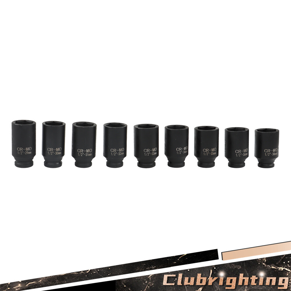 1/2" Drive Deep Impact Socket Set - Metric Axle Hub Nut Sockets 29-38mm 9Pcs