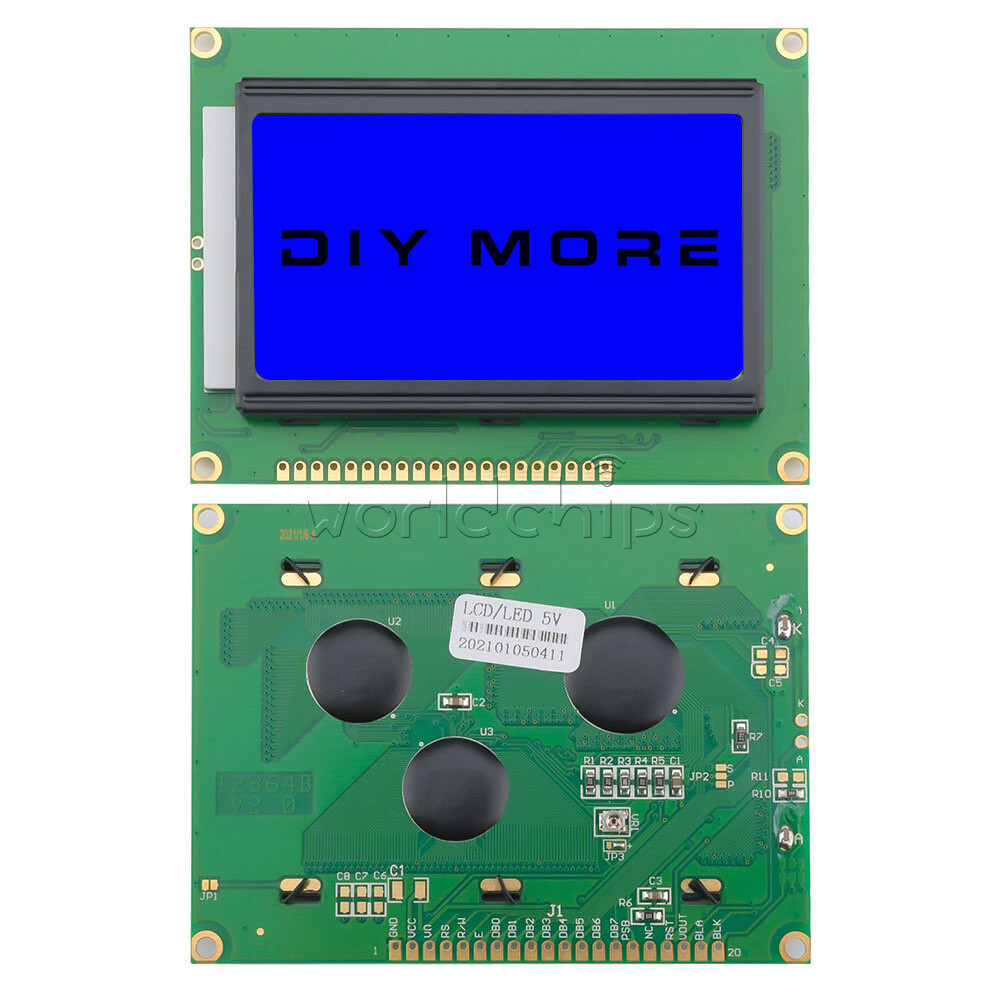 5V 12864 LCD Display Module 128x64 Dots Graphic Matrix Yellow White Blue Display