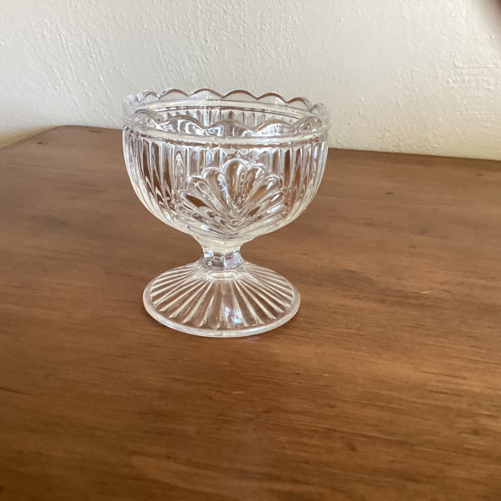 Antique Ribbed Palm Pattern Flint Glass Master Salt Dish 1860’s