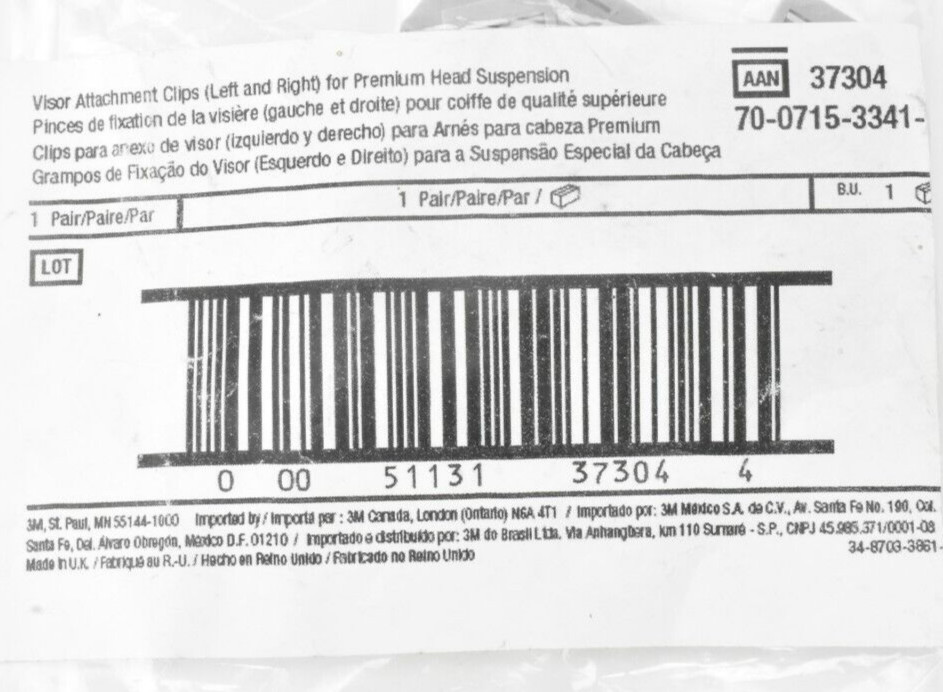 1 Pair - NEW 3M Versaflo Visor Attachments Clips (Left/Right); S-952