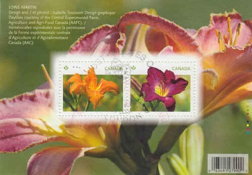 Canada 2012 Daylilies Souvenir Sheet, #2526 Used