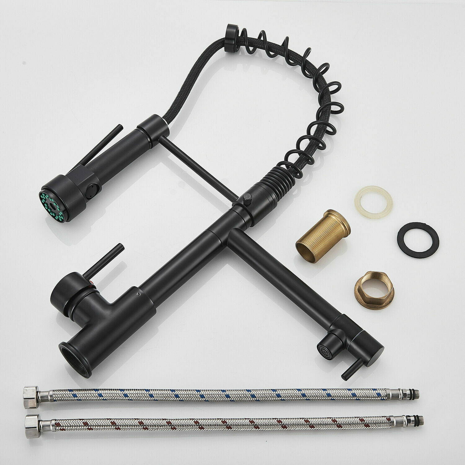 Matte Black Kitchen Faucet Pull Down Sprayer Swivel Single Handle Sink Mixer Tap