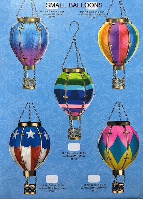 Hot Air Balloon Solar Lantern-Small Sizes in Multiple Colors