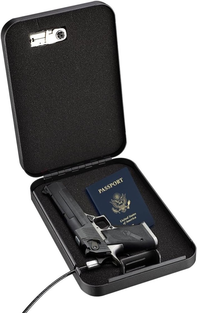 Portable Travel Pistol Safe with Combination Lock - Secure Storage for Valuables