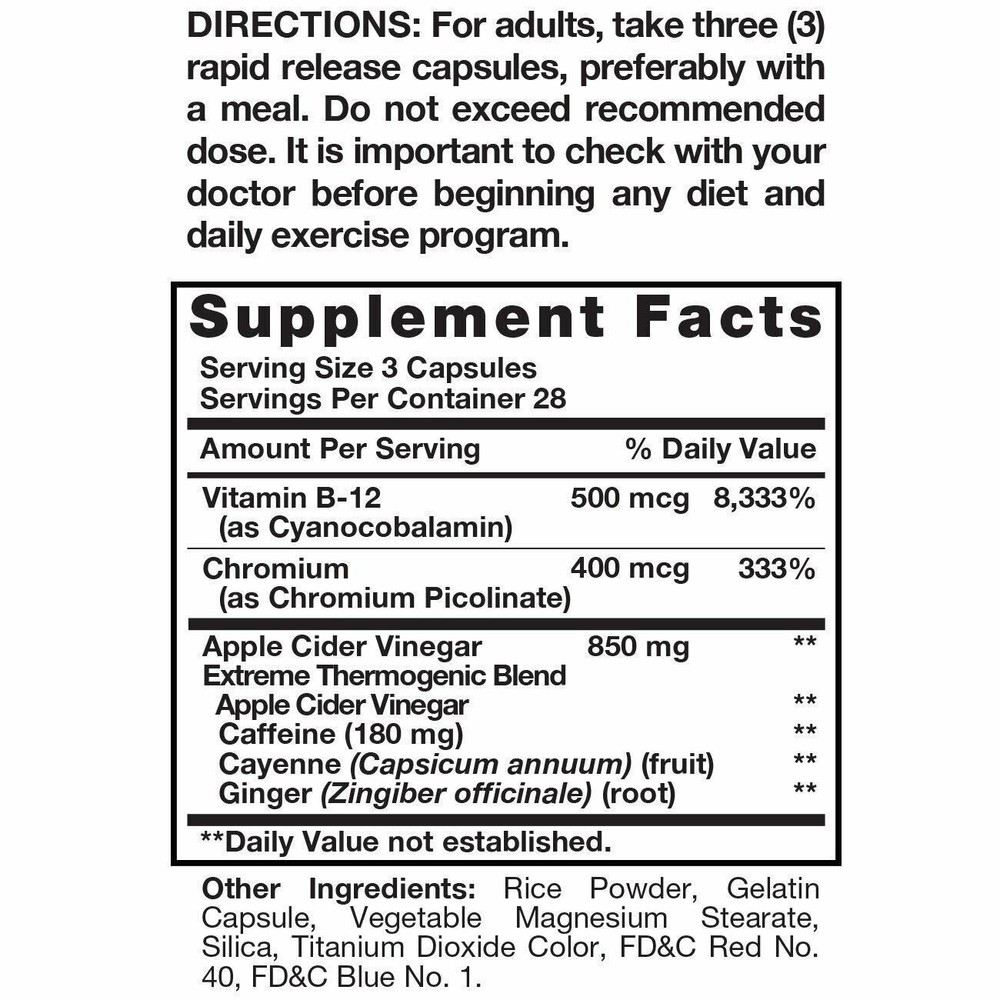 Ultra Apple Lean Cider Vinegar Diet Plan Rapid Release Capsules 101 Count 2 Pack