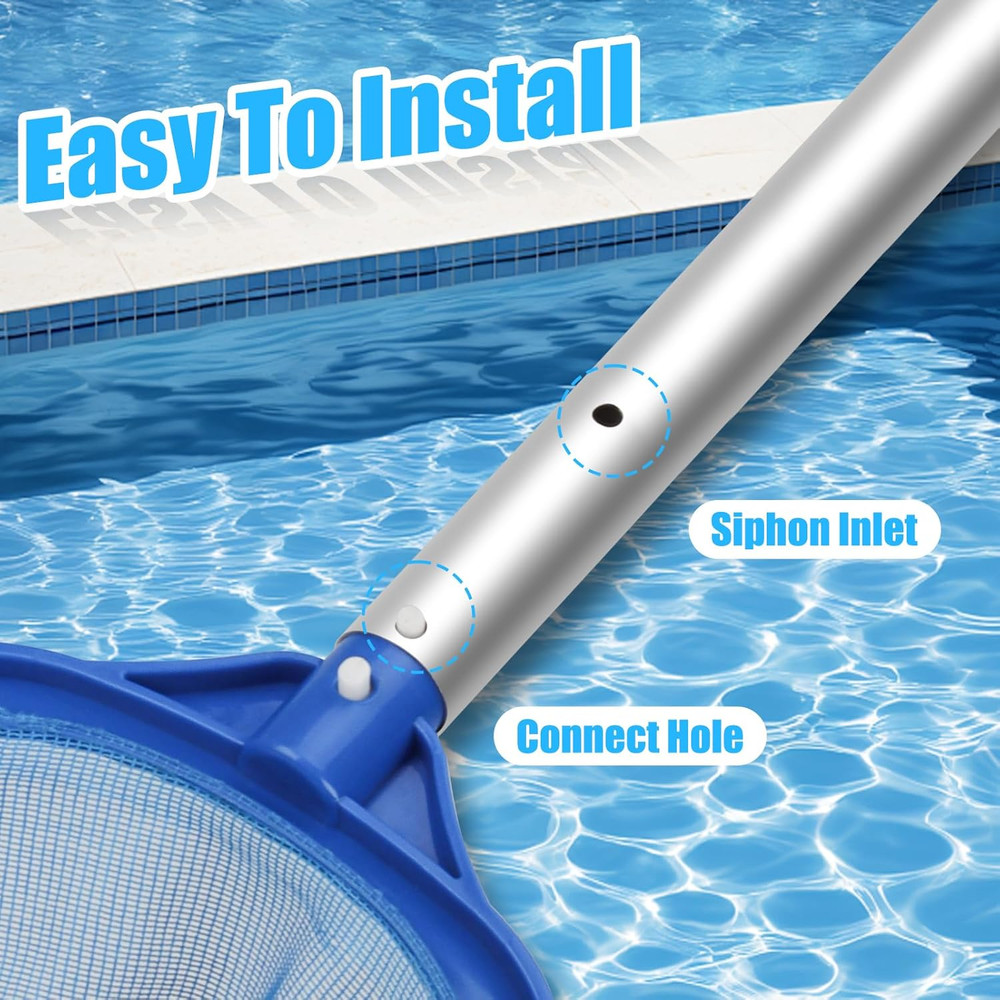 12Ft Telescopic Aluminum Pool Pole with Universal Attachment for Cleaning Tools