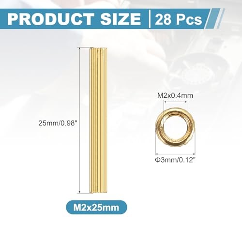 Brass Round Coupling Nuts Female Thread Hexagonal Standoffs Spacer M2x25mm 28