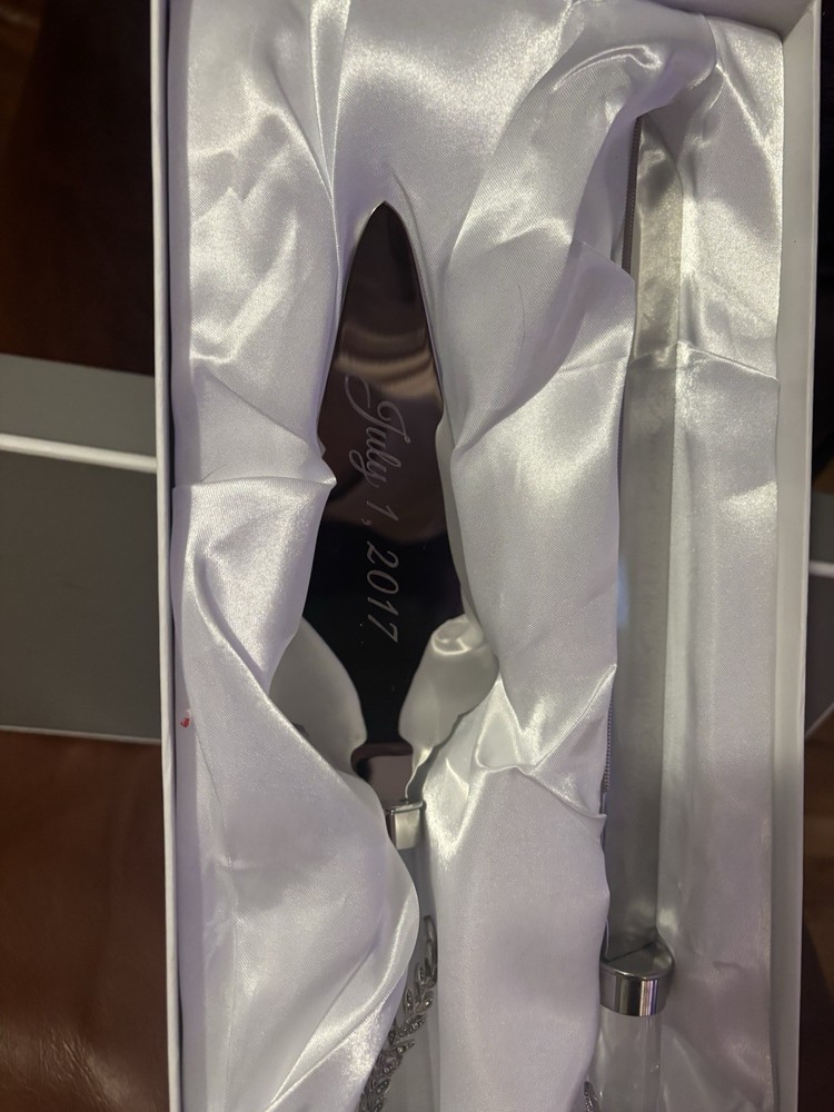 ENGRAVED Wedding Cake Knife Server Set Personalized “July 1, 2017” & “Name”