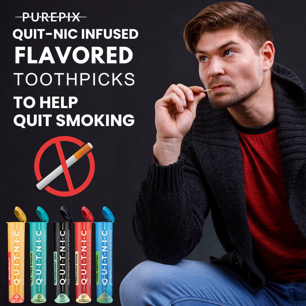 Quit-NIC Infused Flavored Toothpicks to Help Quit Smoking Cool Menthol 3 Pack