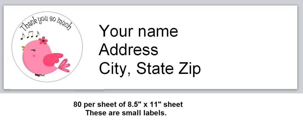 80 SMALL Personalized address labels Bird (B6)