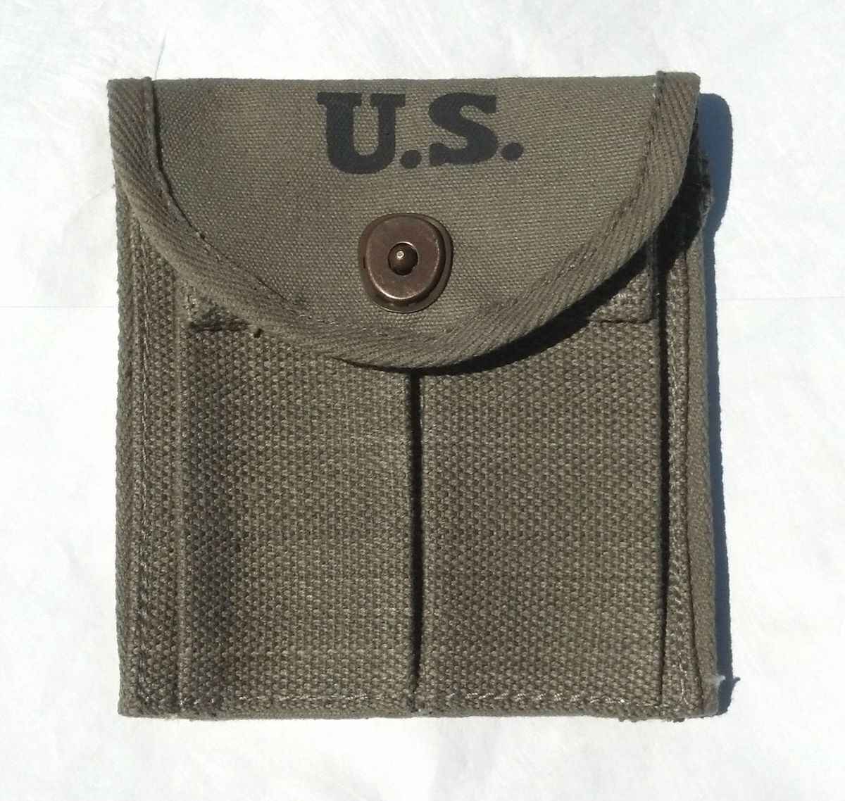WW2 .30 M1 CARBINE BUTTSTOCK TYPE POUCH OD Green Marked JT&L 1944