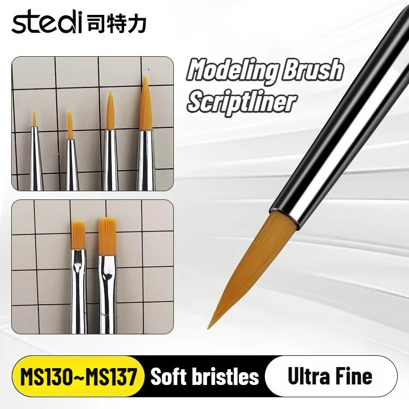Stedi Modeling Brush Scriptliner Flat/Ultra-fine/Panel Line Brushes Hobby Tool