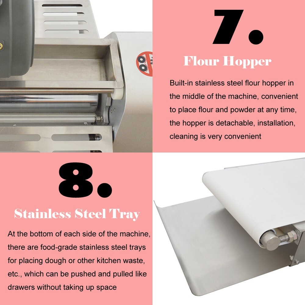 110V Dough Pastry Machine Sheeter Roller 400mm Crisp Machine for Bread Bakery