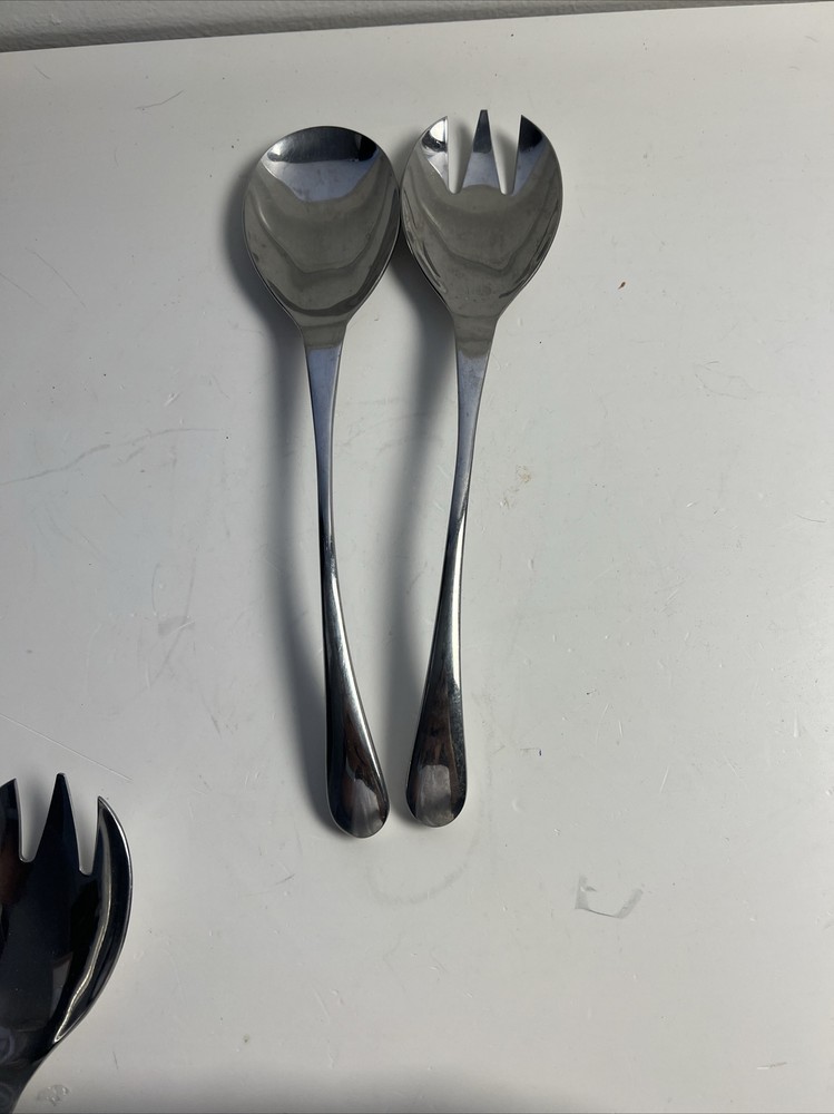 Heavy Stainless Steel Salad Serving Set Spoon Fork Long Handled Wedding Formal