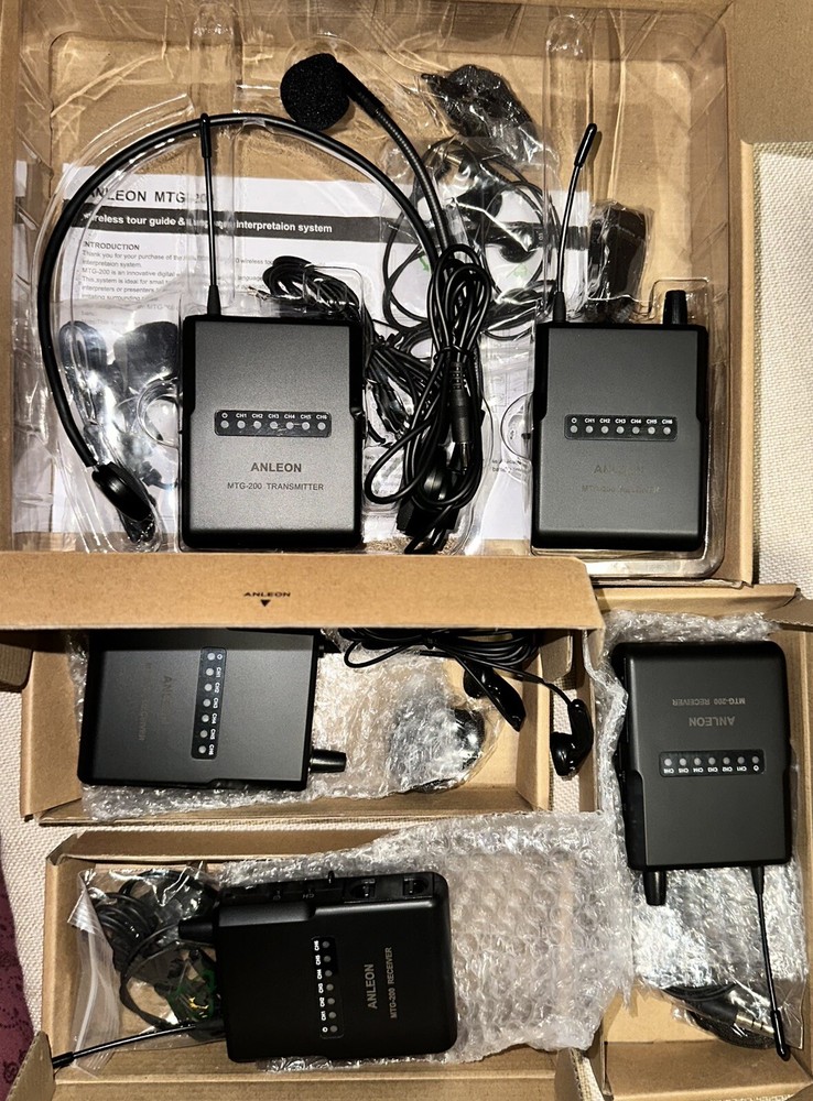 ANLEON MTG-200 Wireless Tour Guide & Language Interpretation System-4 Receivers
