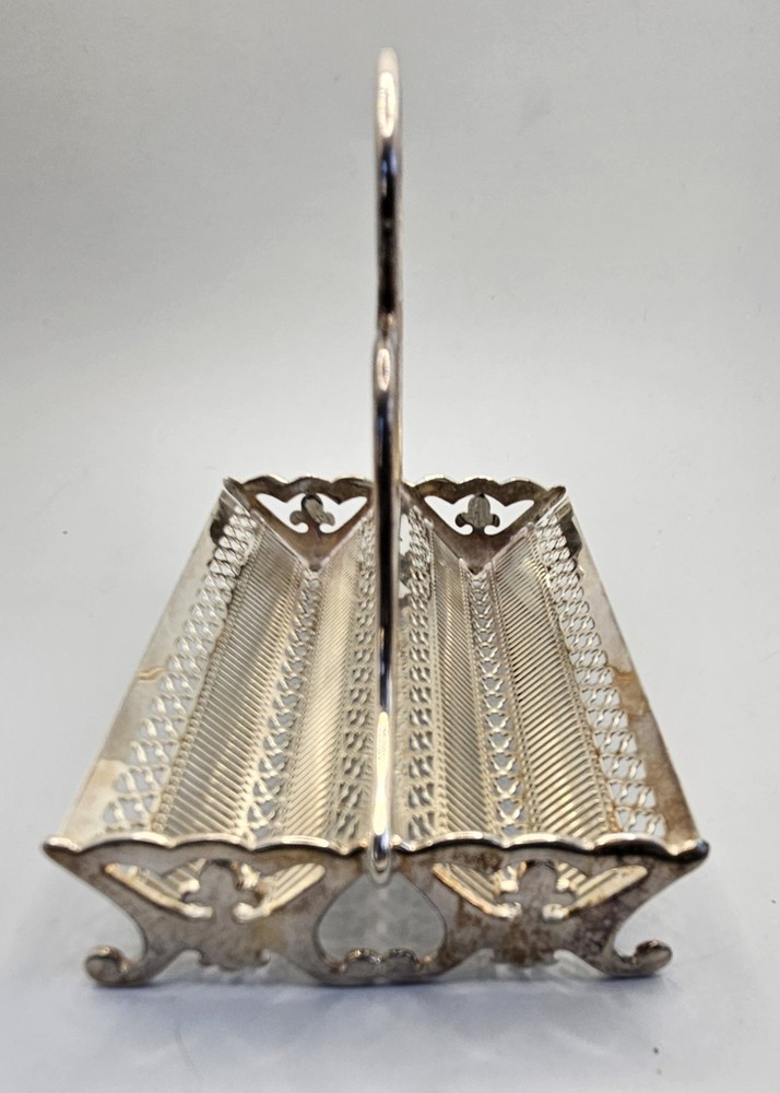 Silver Plated Biscuit Square Cracker Tray Double Sided Reticulated