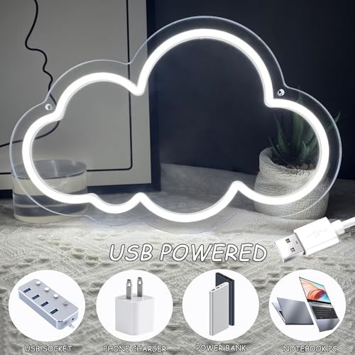Cloud Neon Sign Cute White Clouds LED Light Sign for Cloud 2-White