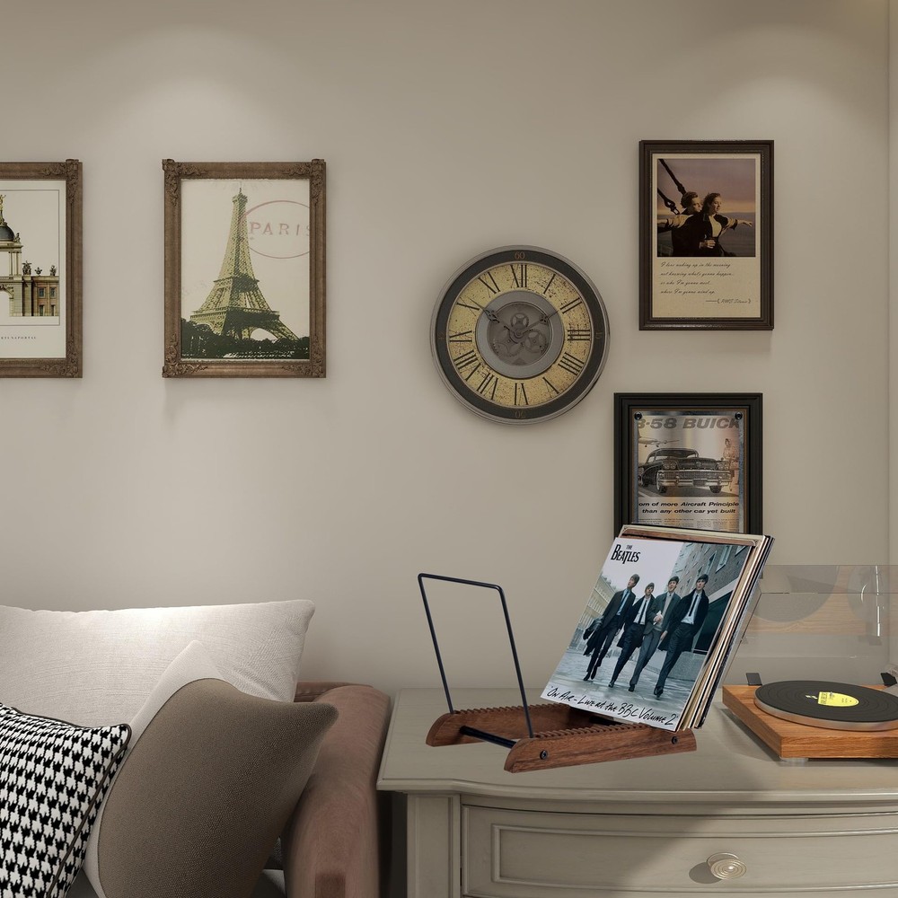 Extralarge Vinyl Record Storage Holder Modern Album Display Solid Wood Stand Wit