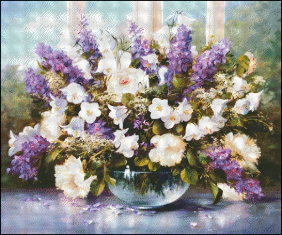 Needlework Crafts Full Embroidery Counted Cross Stitch Kits Lavender Baskets