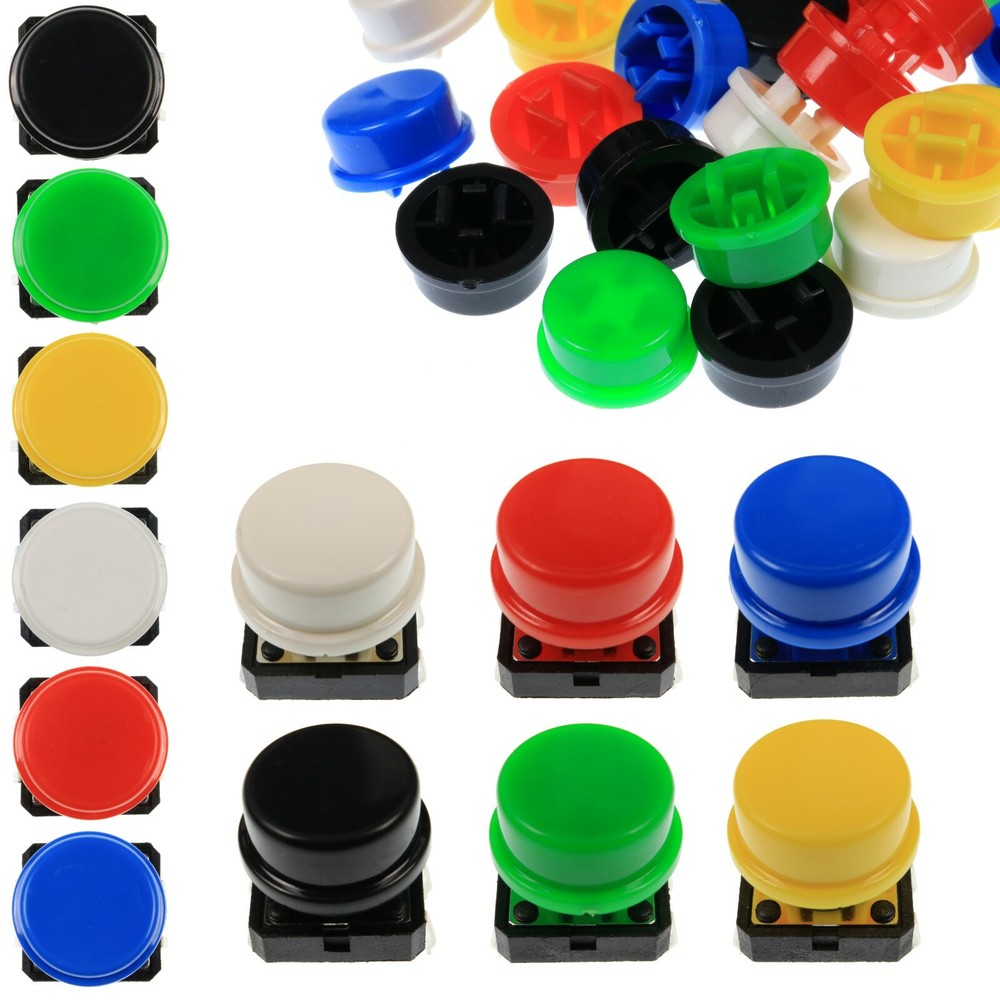 A24 Tactile Cap & Switch - Momentary Push Button - Round Flat Keycap - 6 Colours
