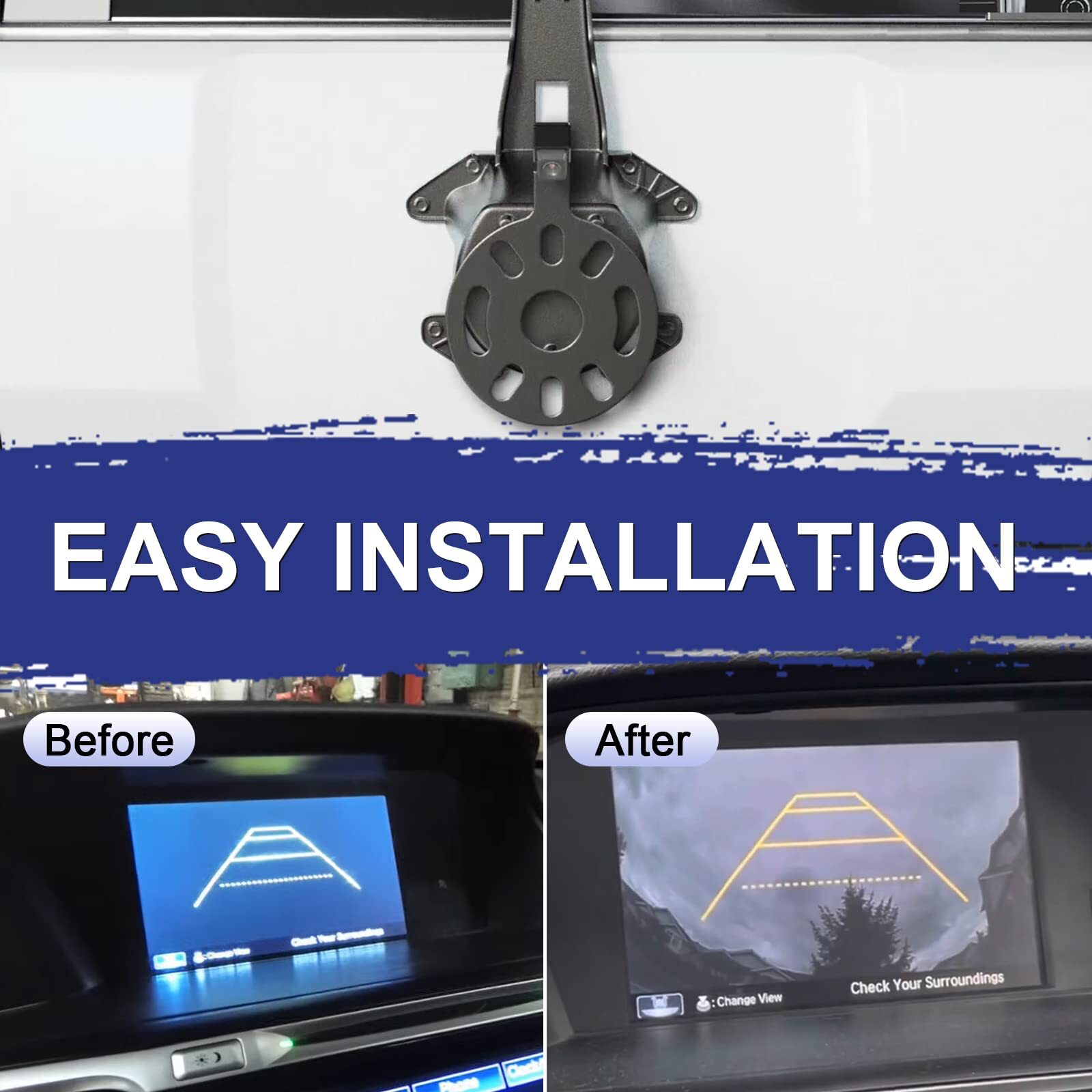 Rear View Backup Camera Kit w/ Spare Tire Bracket For 2007-2018 Jeep Wrangler JK