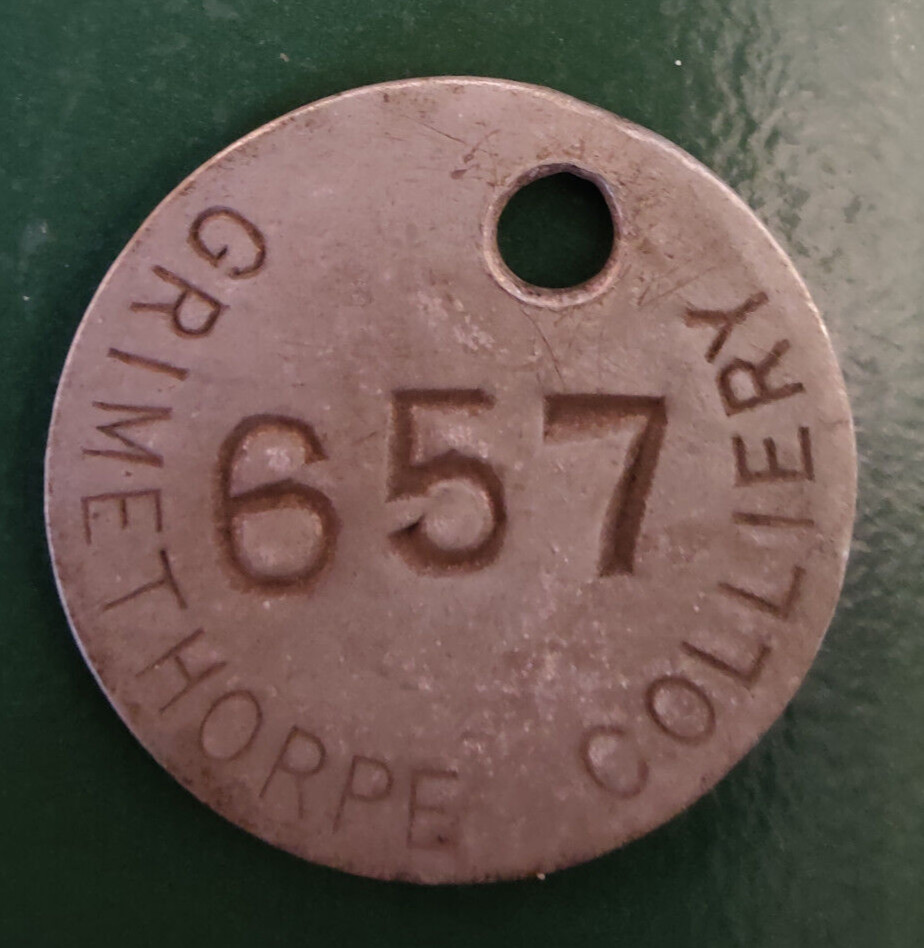 GRIMETHORPE Colliery Pit Check Tally - marked GRIMETHORPE COLLIERY 657