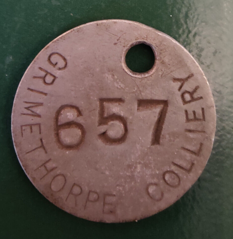 GRIMETHORPE Colliery Pit Check Tally - marked GRIMETHORPE COLLIERY 657
