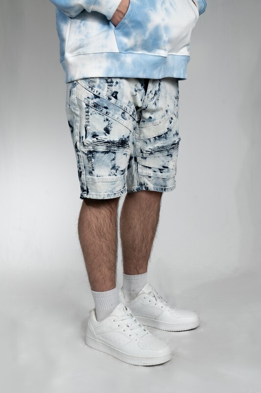 MP2 Apparel Men’s Tie-Dye Jean Shorts – Bleach Acid Wash Style