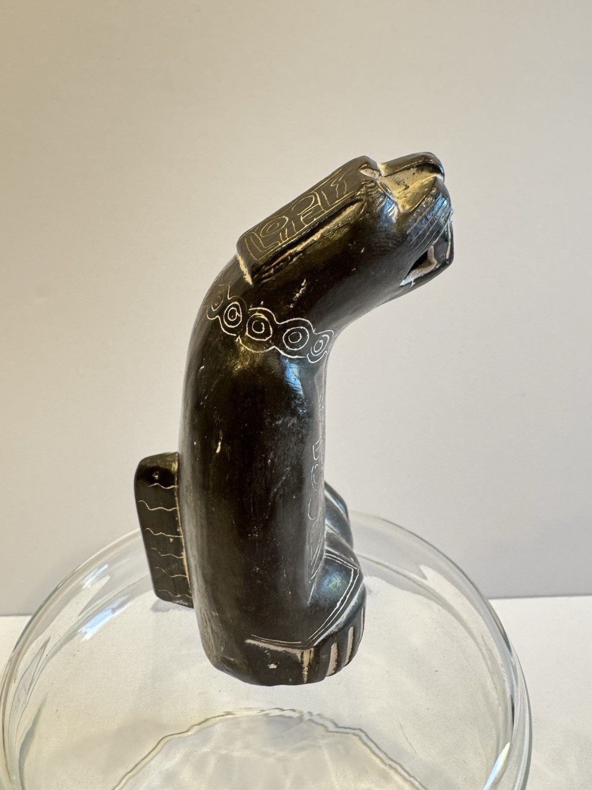 Hand Carved Stone Jaguar Statue Mythical Pre-Columbian Form Bolivian Chachapuma