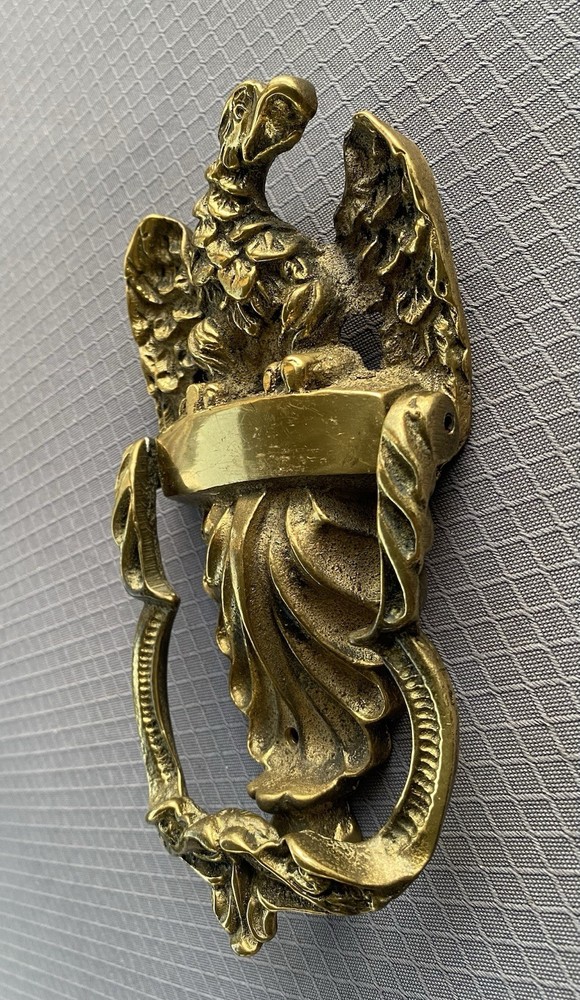 VTG Solid Cast Brass Sculptured Eagle Door Knocker-Marshall Field Co. Tag