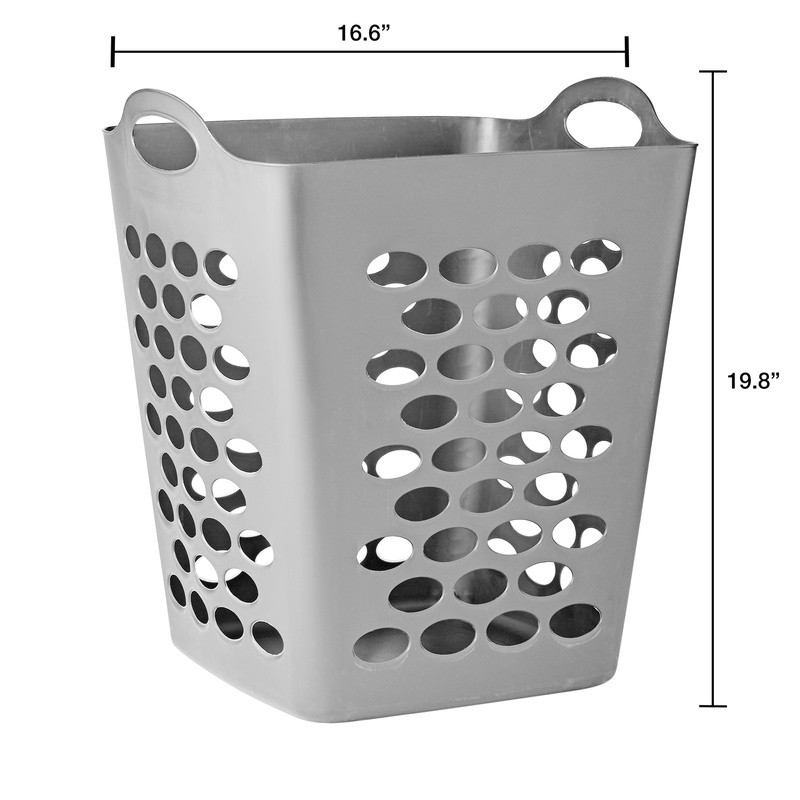 Flexible Square Laundry Hamper W/ Handles Breathable Lightweight Storage Silver