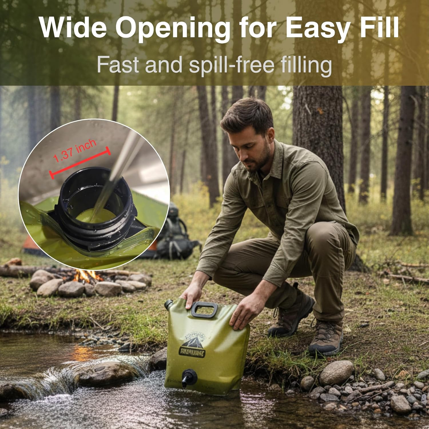 Camping Water Container 2 Gallon Collapsible Water Jug with Spout - Reusable BPA