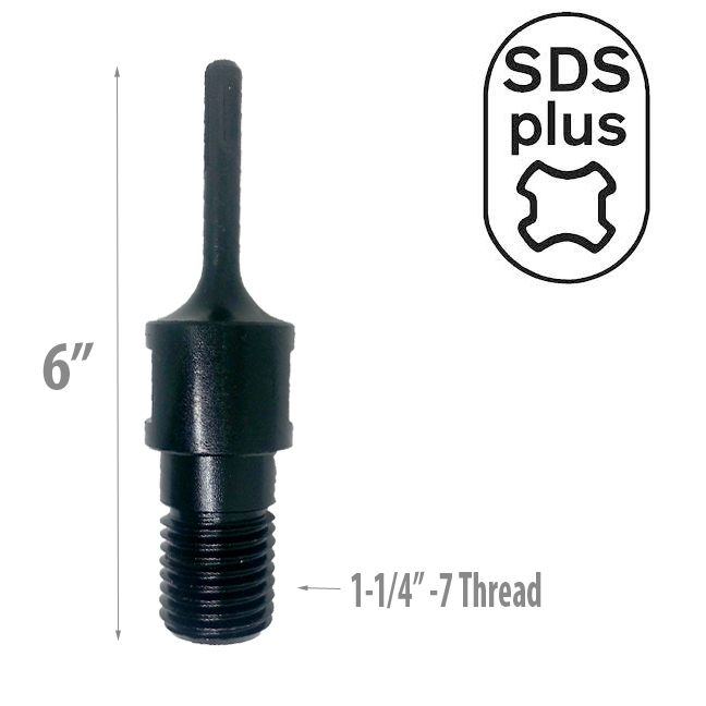 Core Bit Adapter 1-1/4"- 7 5/8"-11 Thread to SDS PLUS Power Hammer Drill Diamond