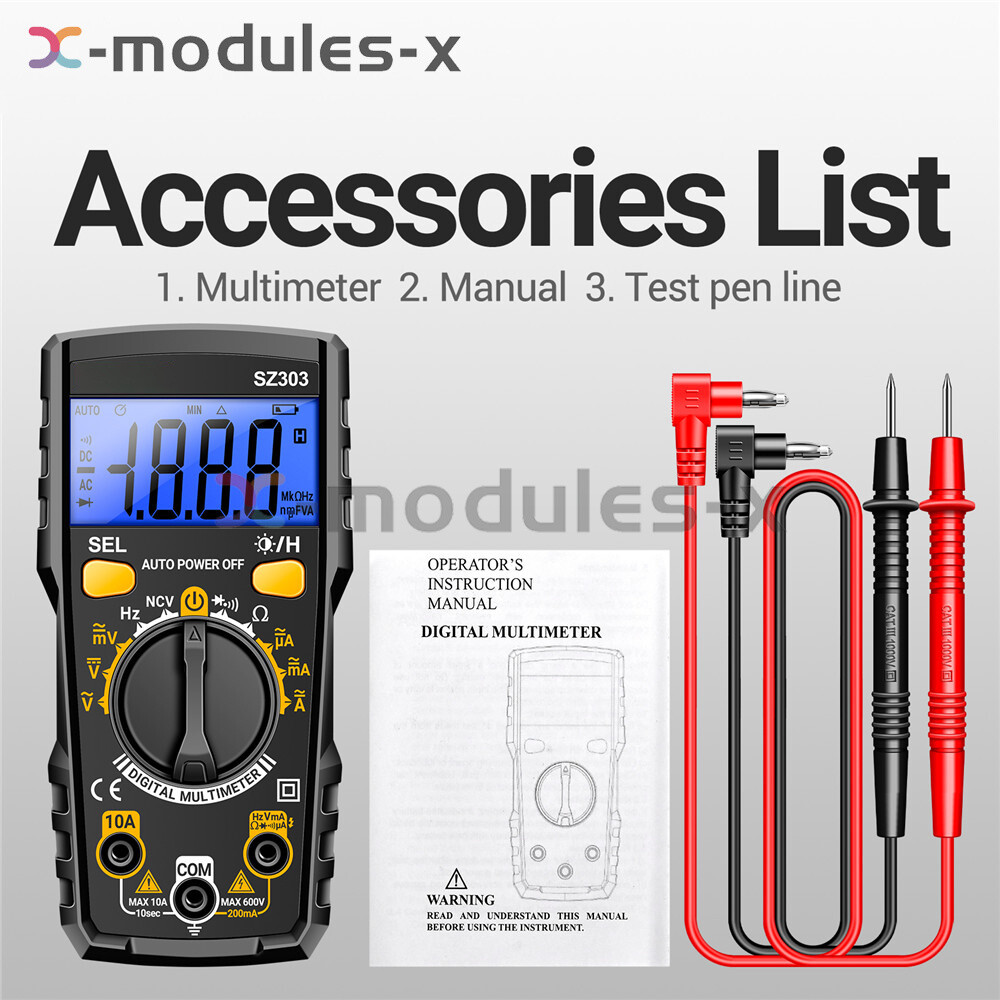 ANENG SZ303 Digital Multimeter Backlight Voltmeter Resistance AC DC Meter Tester