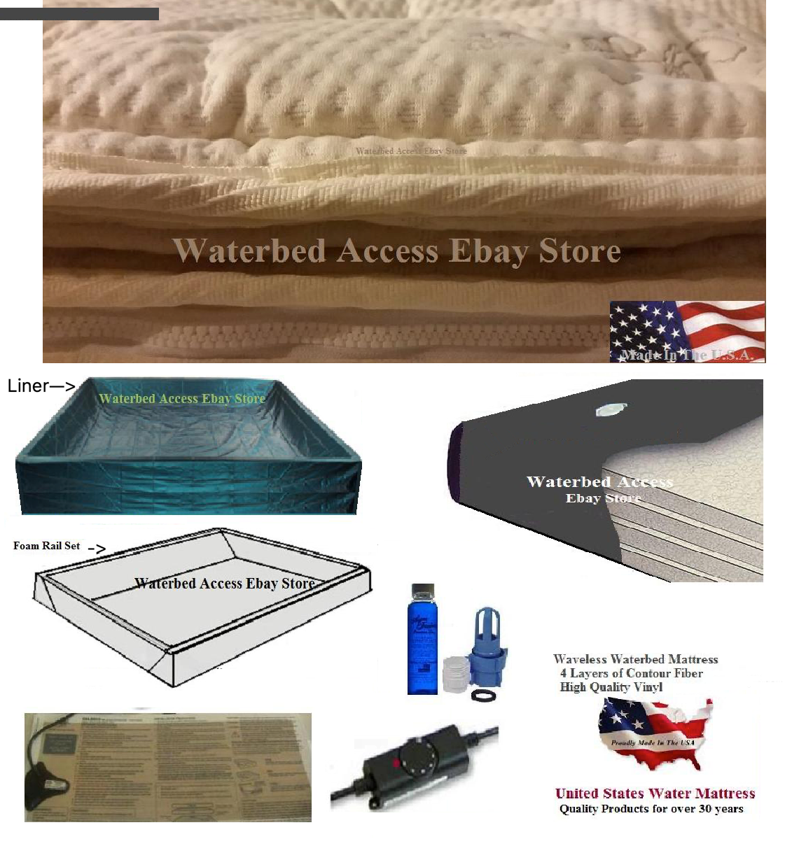 King Softsided Waterbed Mattress with 90%, Pillow Top Cover & heater