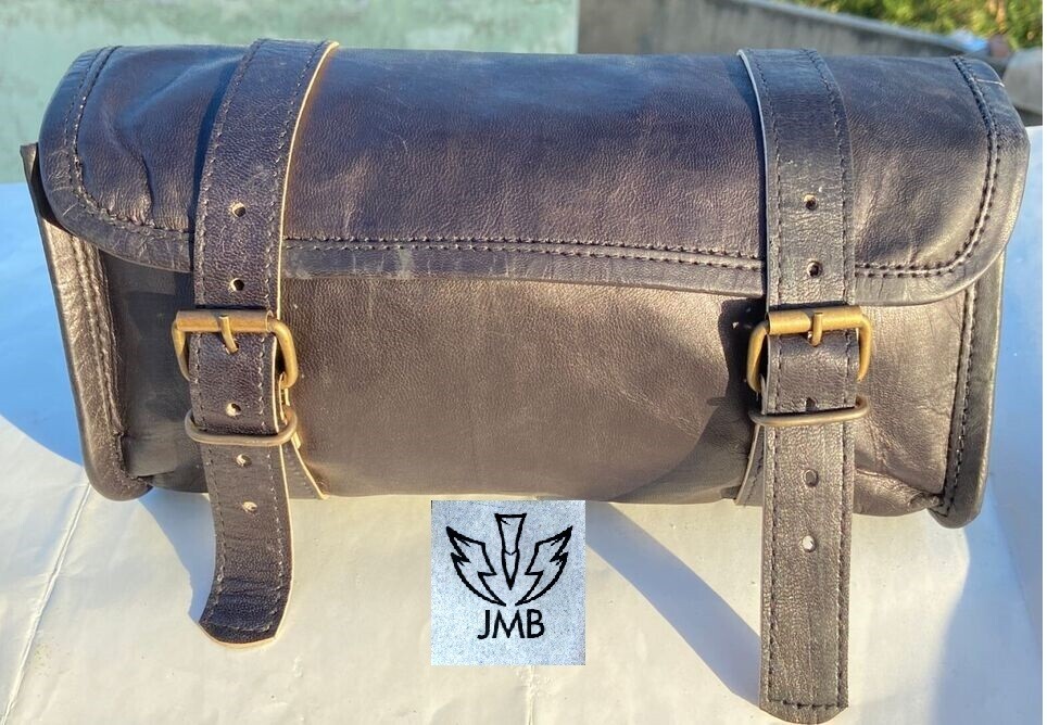 Luggage Handlebar Tool Leather Motorcycle Front Fork Saddle Bag Storage Pouch