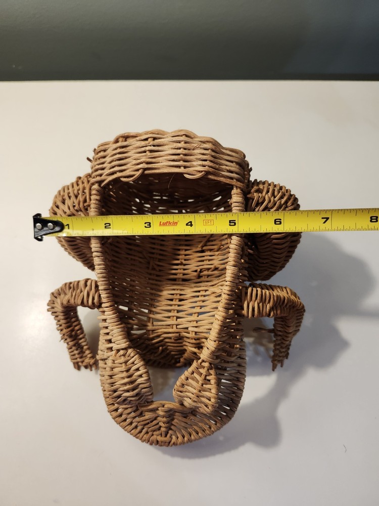 Wicker Frog Basket Small Animal Planter Boho Cottagecore Decor