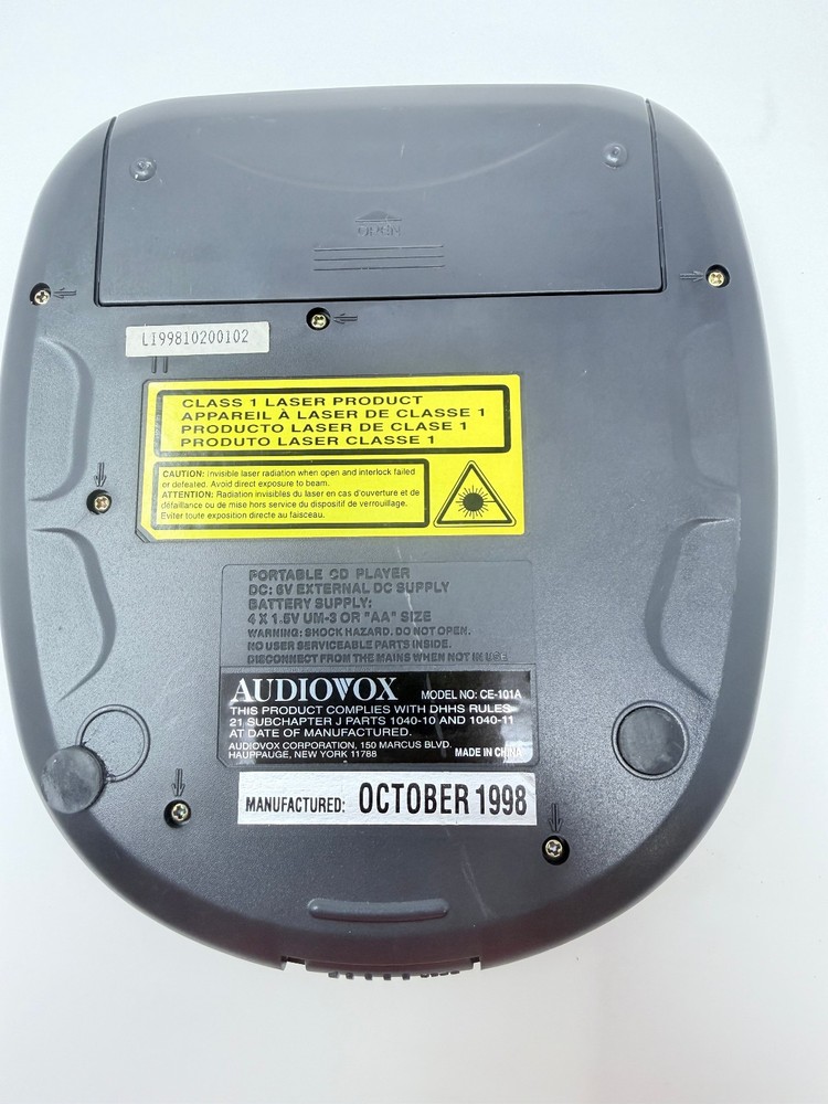 AUDIOVOX CE-101A CD Player Dynamic Bass Boost- TESTED & WORKS