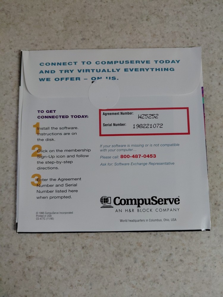 Vintage Compuserve Disc Software Sealed Disk CD 1995