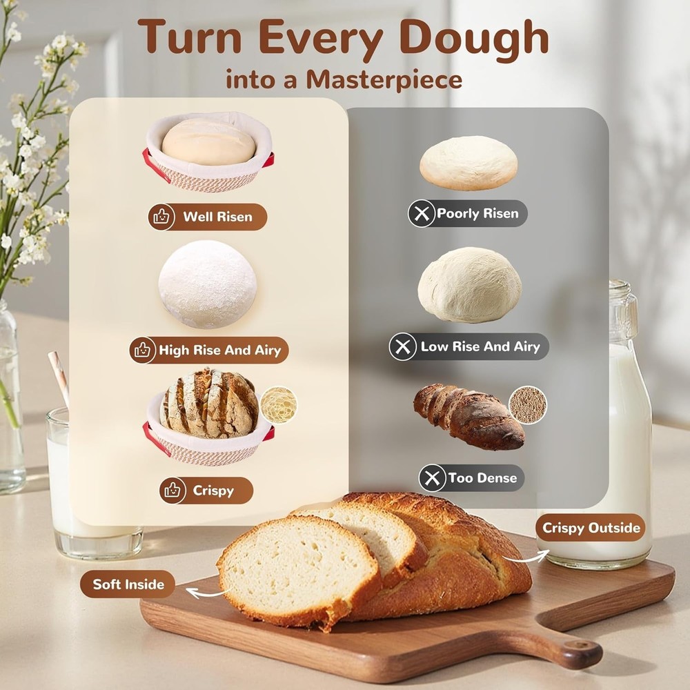 Sourdough Starter Kit Bread Baking Supplies | Proofing Basket Jar Tools Set