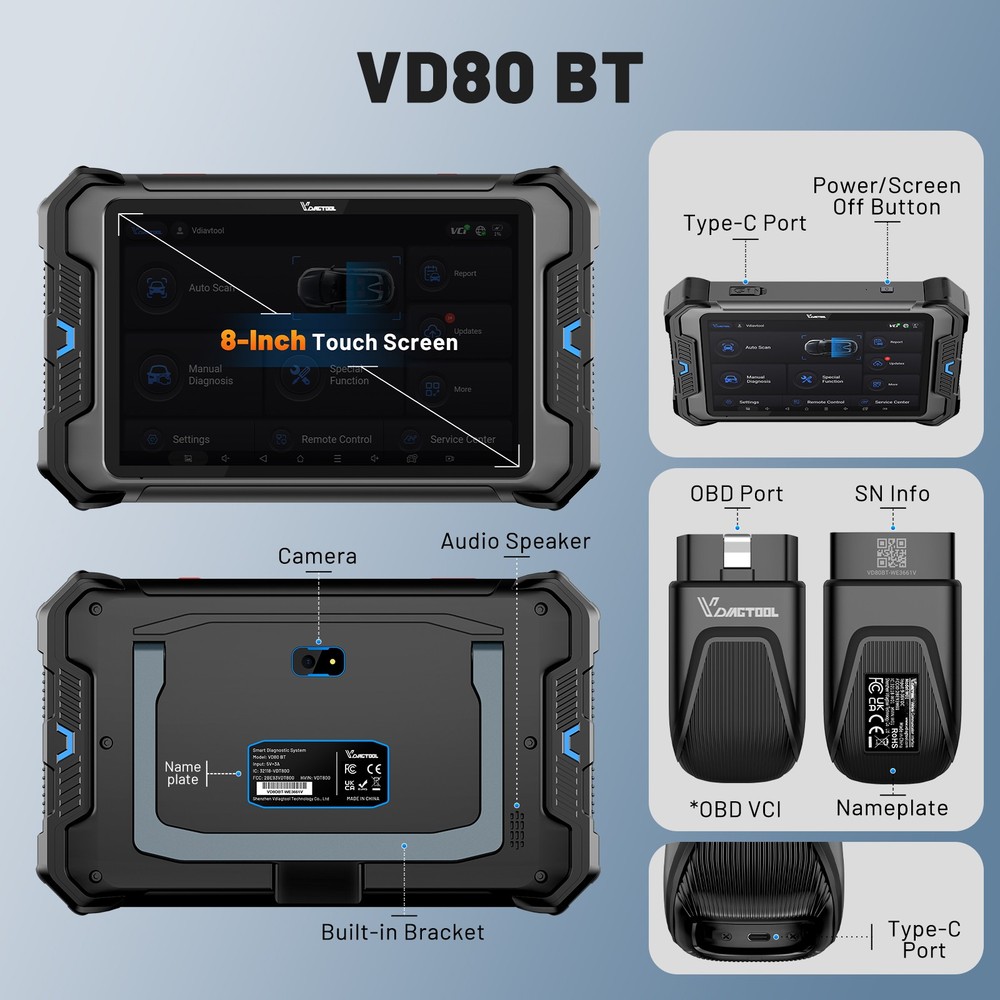 VDIAGTOOL VD80 BT OBD2 Scanner Full System Diagnostic Scan Tool ECU Coding IMMO