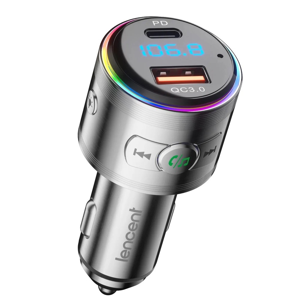 Bluetooth 5.3 FM Transmitter Full Metal Bluetooth Car Adapter with PD 20W & QC3.