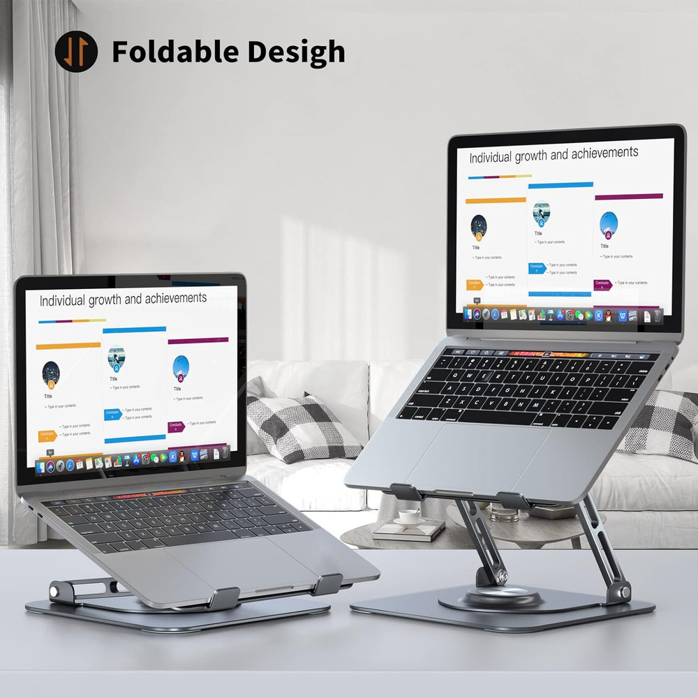 Laptop Stand for Desk, Adjustable Computer Stand with 360° Rotating Base, Ergono