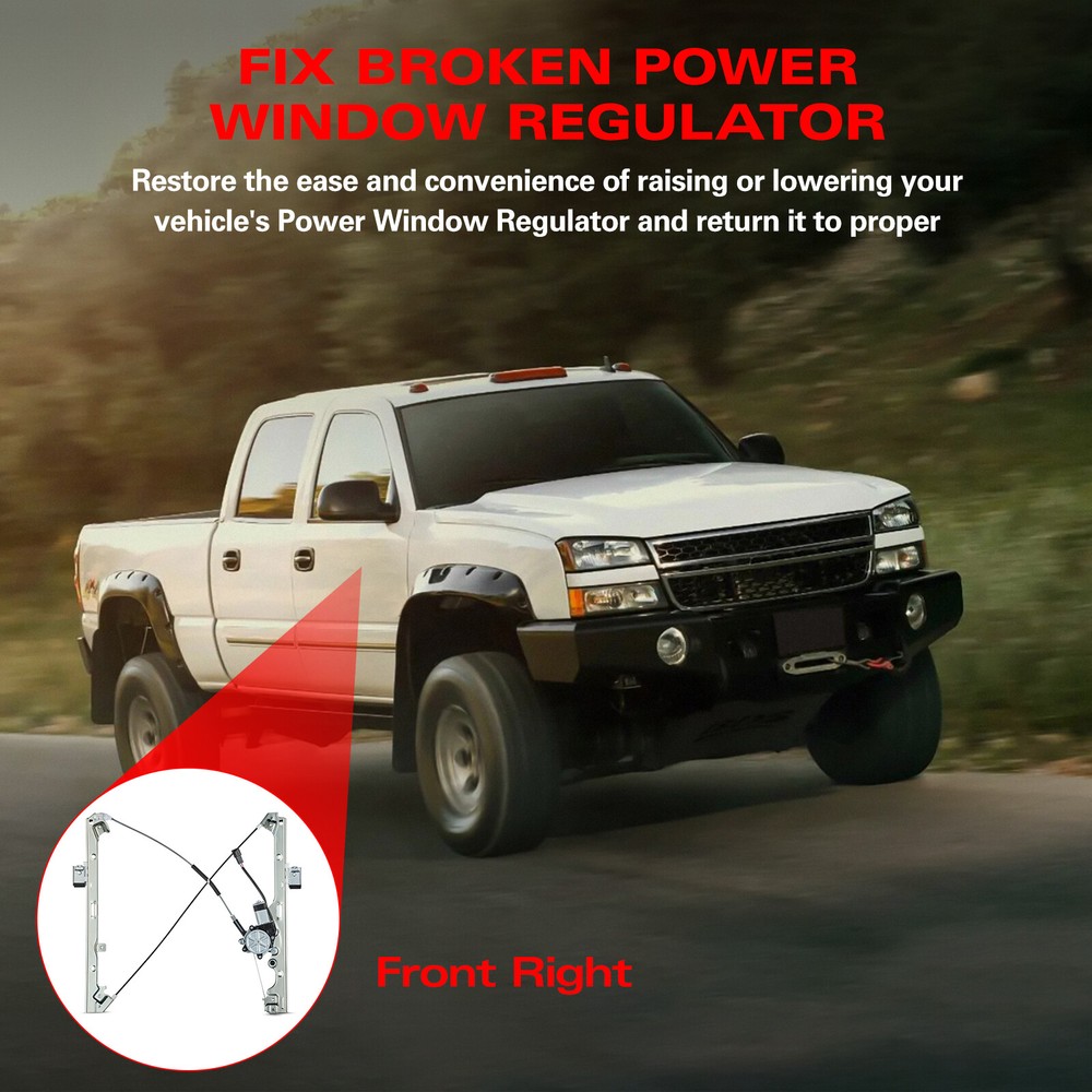 Front Power Window Regulator w/ Motor Passenger Side for Chevy Silverado GMC
